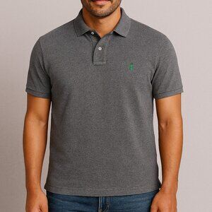 Polo Ralph Lauren Custom Slim Fit Polo Gray Short Sleeve Green Pony Logo Large